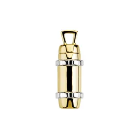 14k Yellow and White Gold, Two Tone Cylinder Ash Holder Pendant