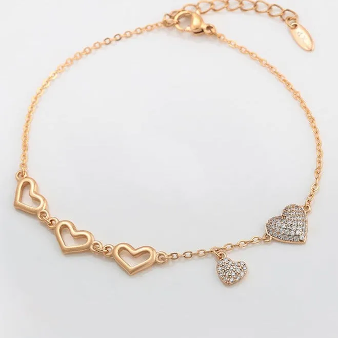 18k Gold Filled Heart Anklet