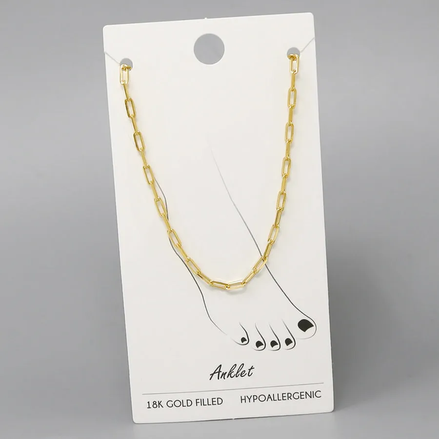 18K Gold Filled Paperclip Chain Anklet