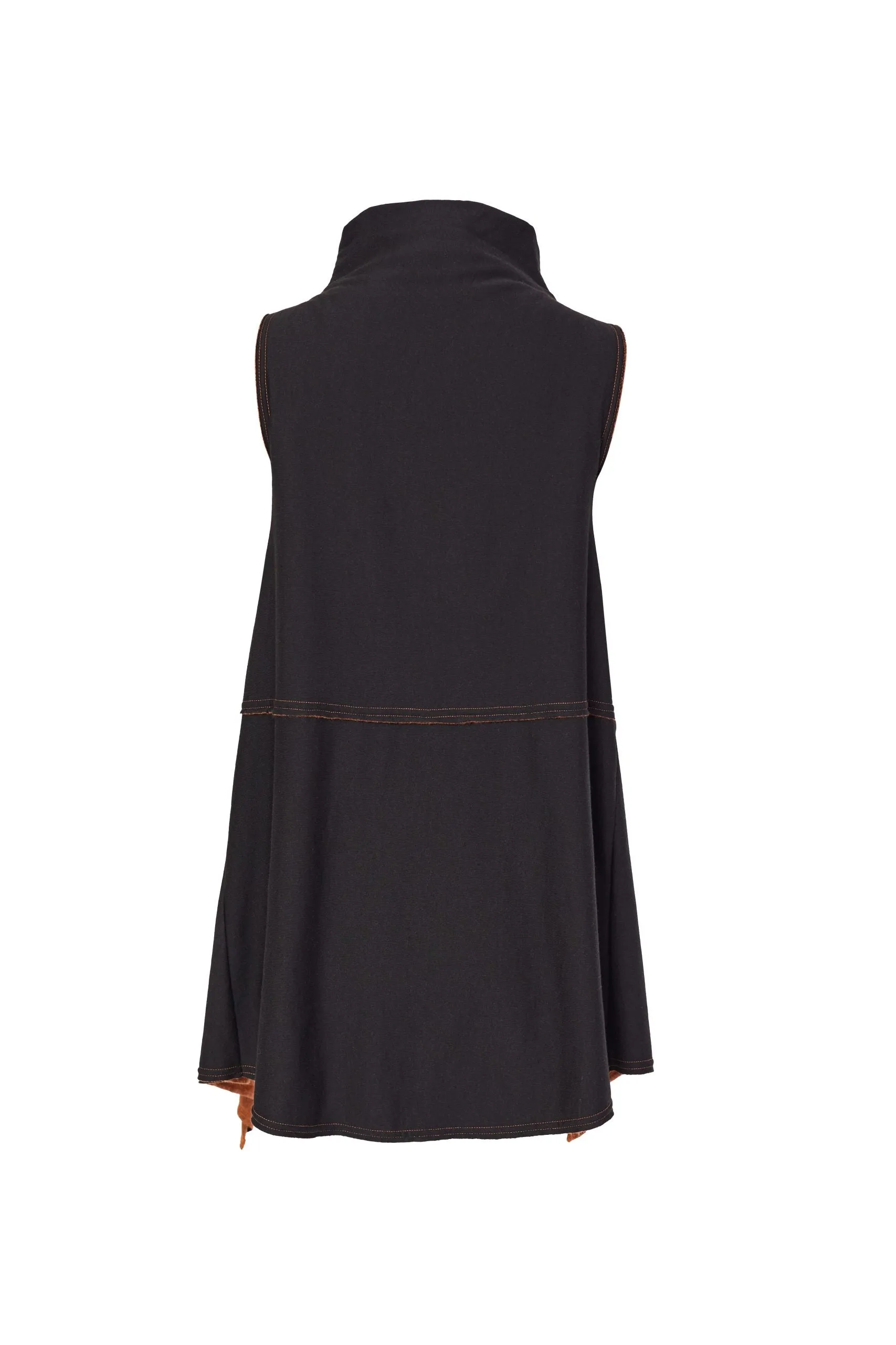 212- Naya Top with Raw Seams & Pockets- Black & Spice