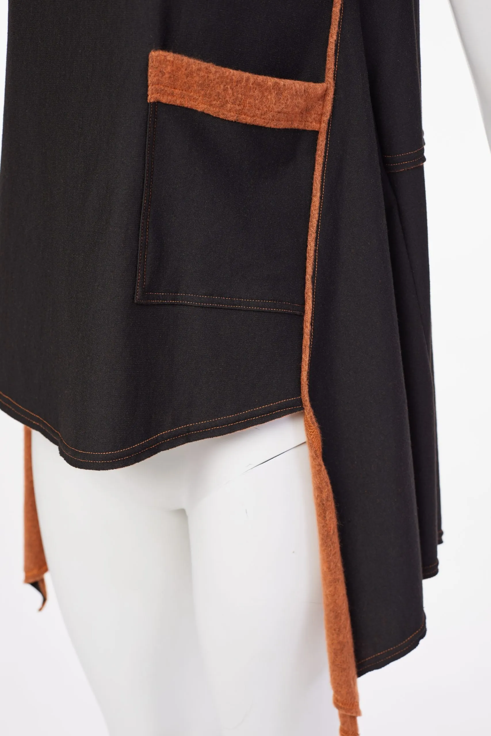 212- Naya Top with Raw Seams & Pockets- Black & Spice