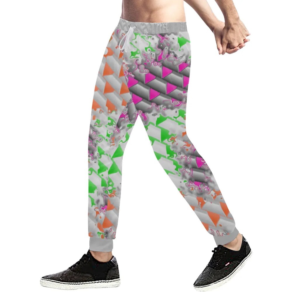 90s Confetti Whiteout All Over Print Light-Weight Men's Jogger Sweatpants (Non Fleece Lined)