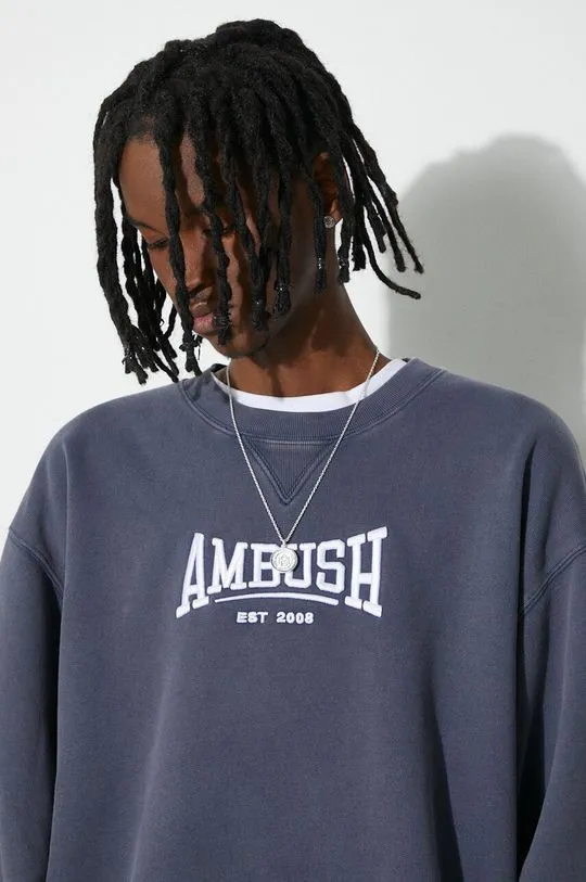 AMBUSH cotton sweatshirt Graphic Crewneck Insignia men's blue color BMBA001S24FLE