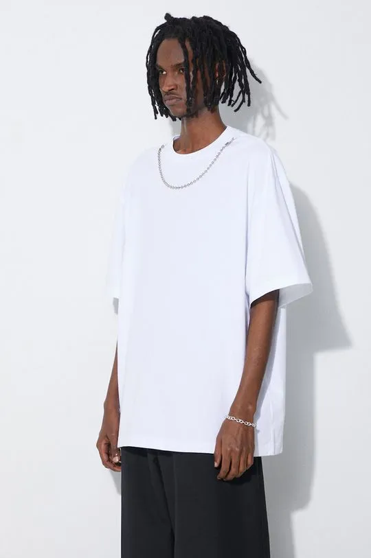 AMBUSH cotton t-shirt Ballchain men’s white color BMAA001S24JER