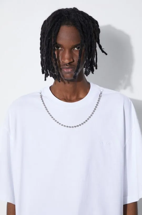 AMBUSH cotton t-shirt Ballchain men’s white color BMAA001S24JER