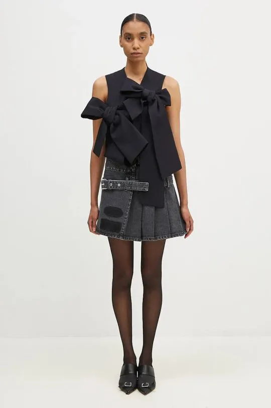 AMBUSH denim skirt Denim Pleats Skirt black color BWYF002F24DEN0011100