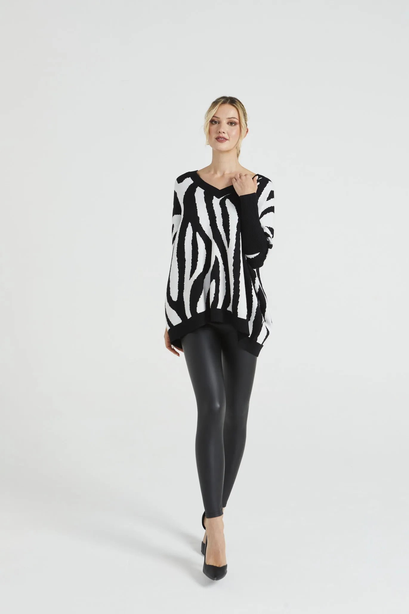 Angeleye Oversized Zebra Print Knitted Jumper