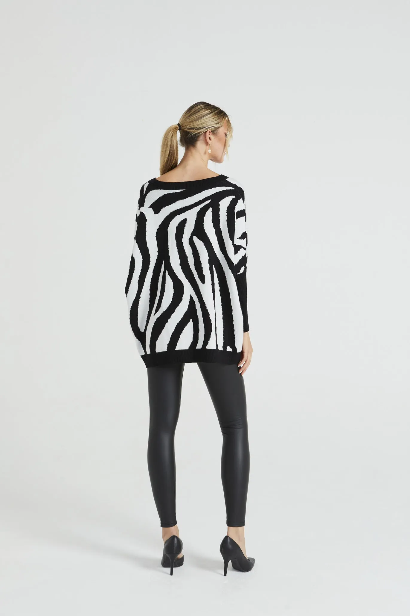 Angeleye Oversized Zebra Print Knitted Jumper