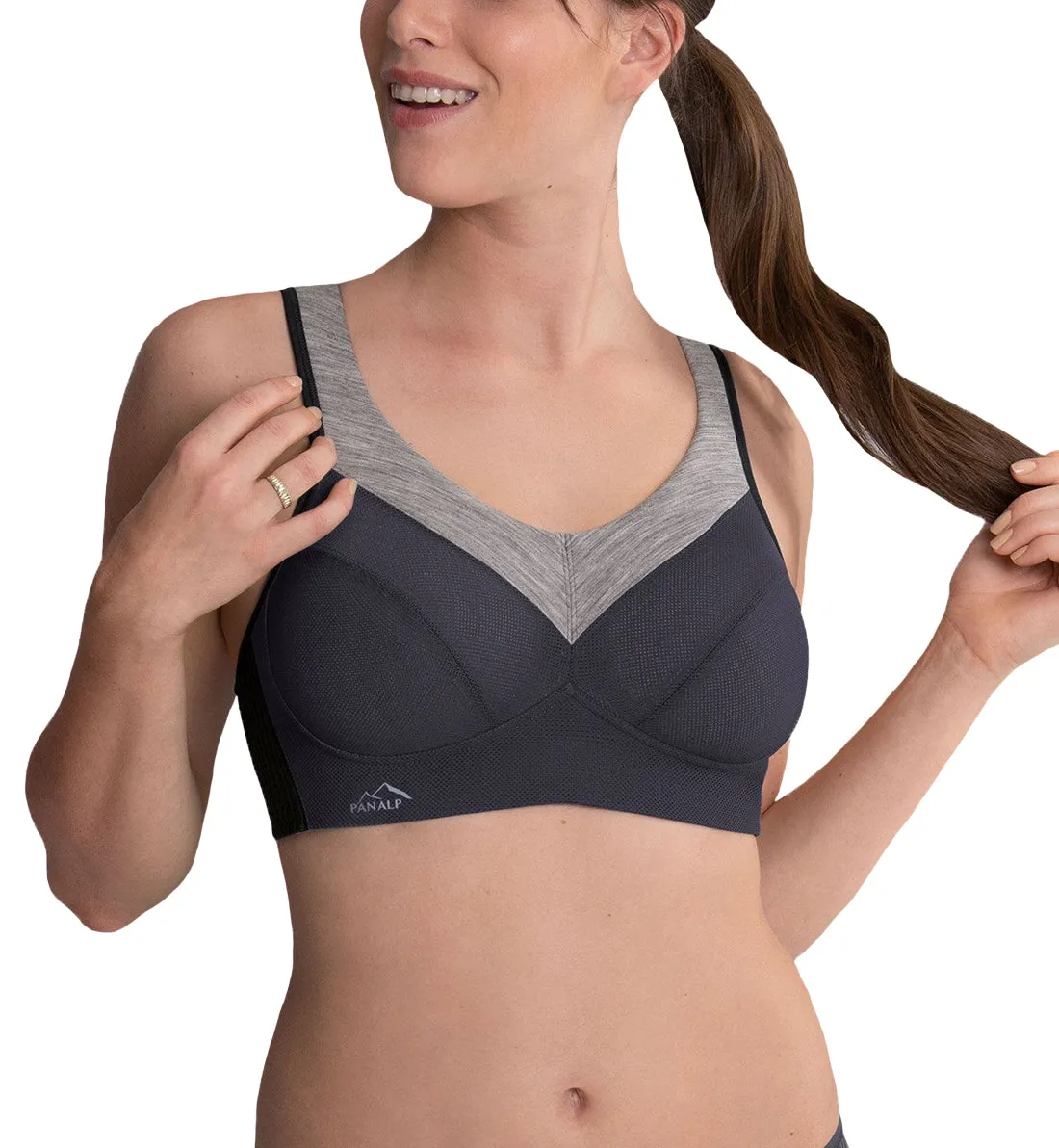 Anita PanAlp Wool Firm Support Softcup Sports Bra (5555) - Anthracite/Melange