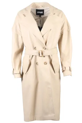 APPARIS BELTED DOUBLE BREASTED FAUX LEATHER TRENCH COAT XSMALL