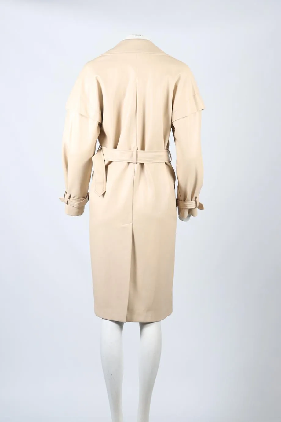 APPARIS BELTED DOUBLE BREASTED FAUX LEATHER TRENCH COAT XSMALL