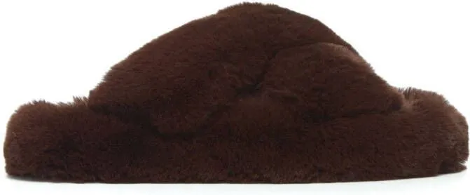 Apparis Biba faux-fur crossover slippers Brown