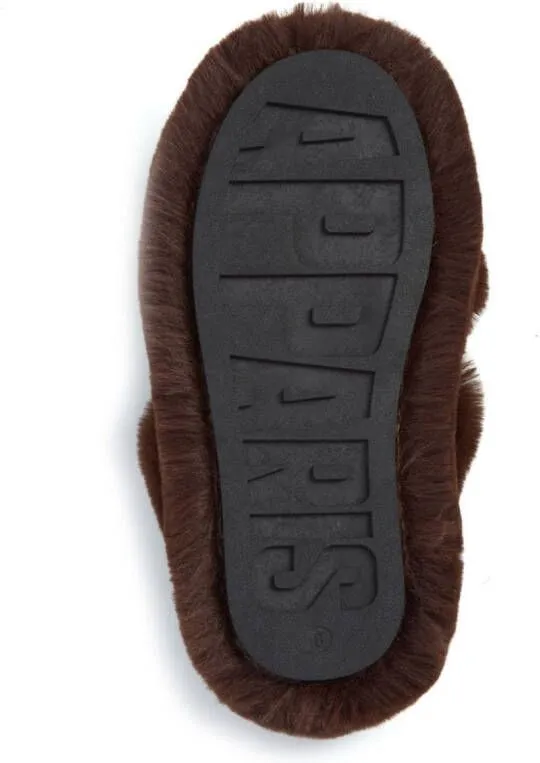 Apparis Biba faux-fur crossover slippers Brown