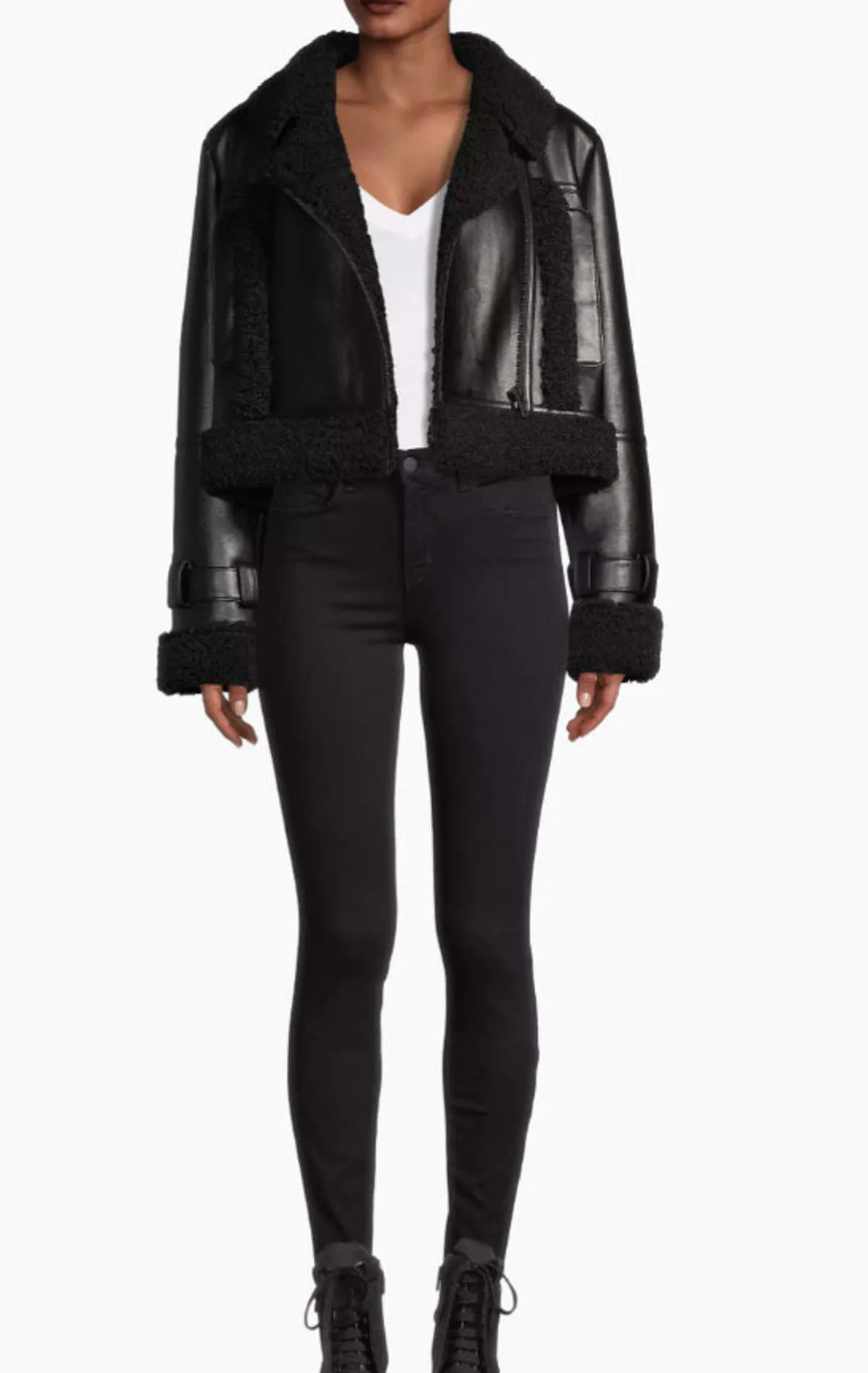 Apparis Jay Faux Leather & Suede Moto Jacket - Black