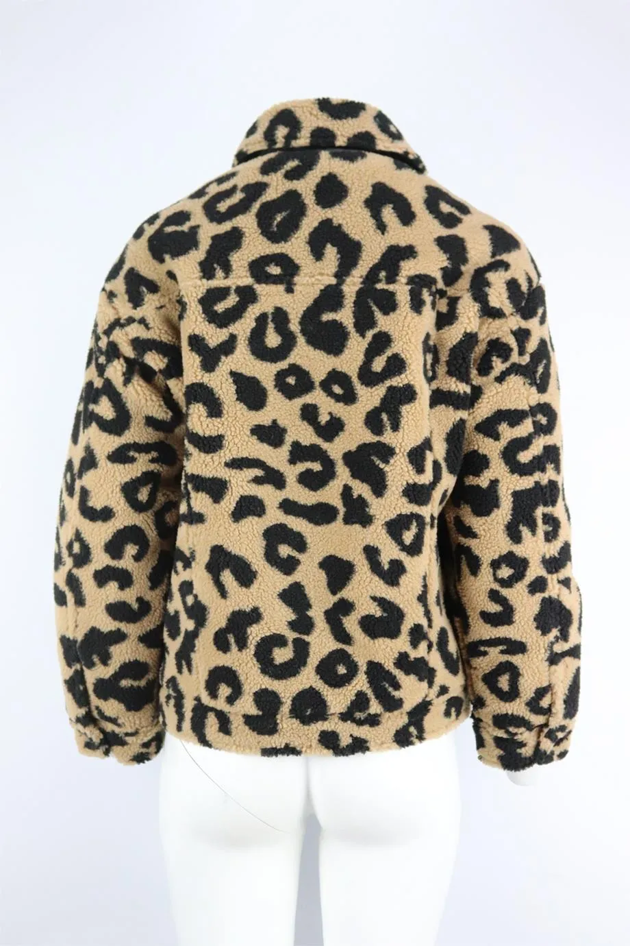 APPARIS LEOPARD PRINT FAUX SHEARLING JACKET SMALL