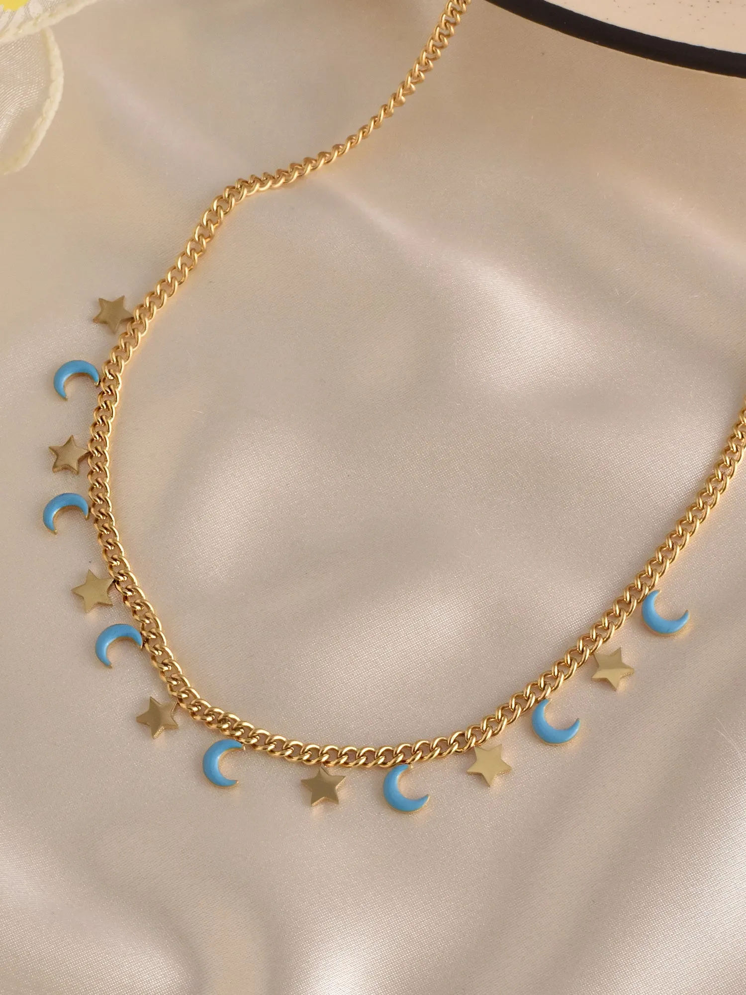 Aqua Moon & Star Necklace