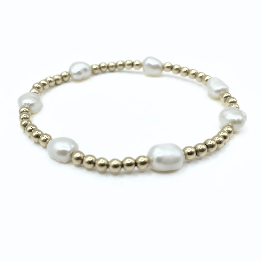 Baroque Patterned Pearl Bracelet in 14k Gold-Filled