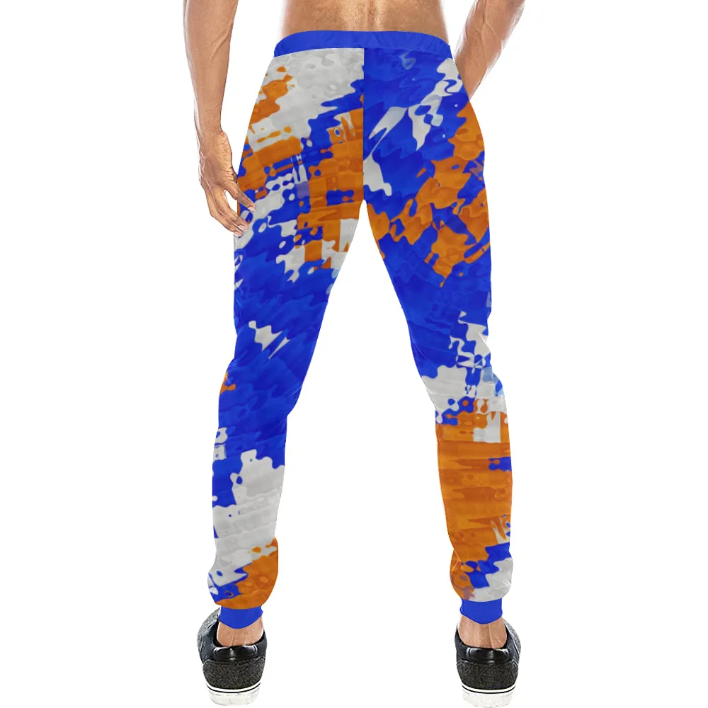 Blue and Orange All Over Print Light-Weight Men's Jogger Sweatpants (Non Fleece Lined)