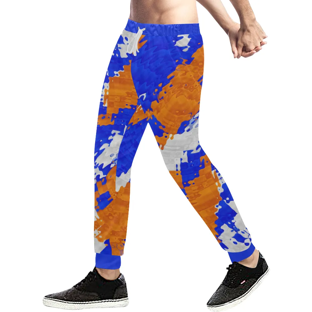 Blue and Orange All Over Print Light-Weight Men's Jogger Sweatpants (Non Fleece Lined)