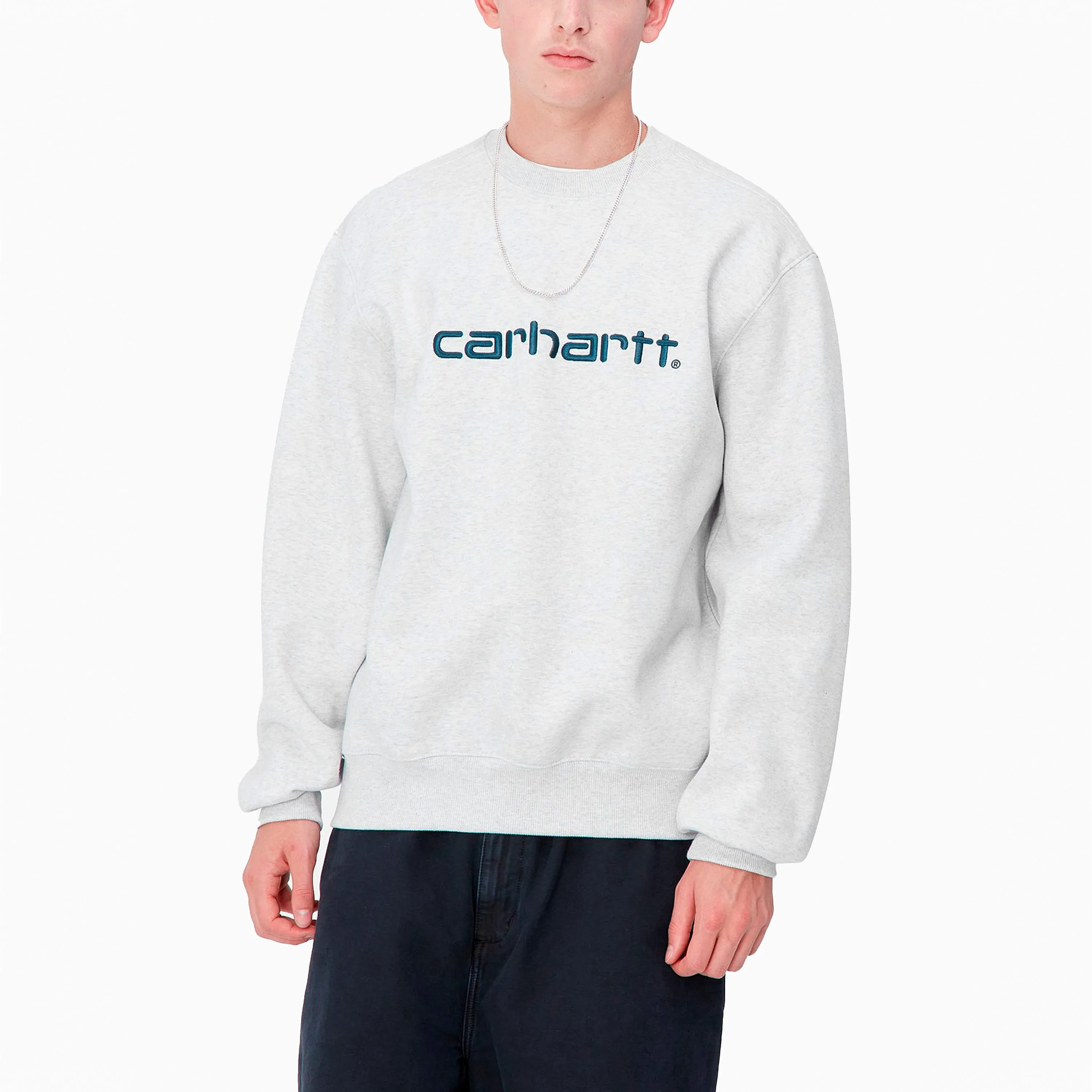 CARHARTT WIP SWEAT ASH HEATHER & DUCK BLUE - I030546