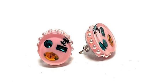 Chanel 2016 Wink Smile Emoji Pink Multicolor Earrings