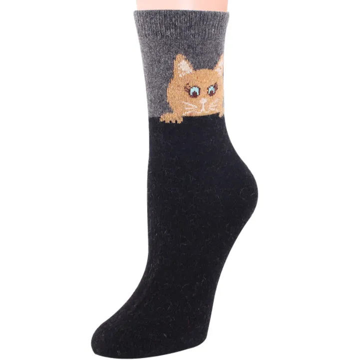 Cozy and Warm | Wool Socks | Black Cat