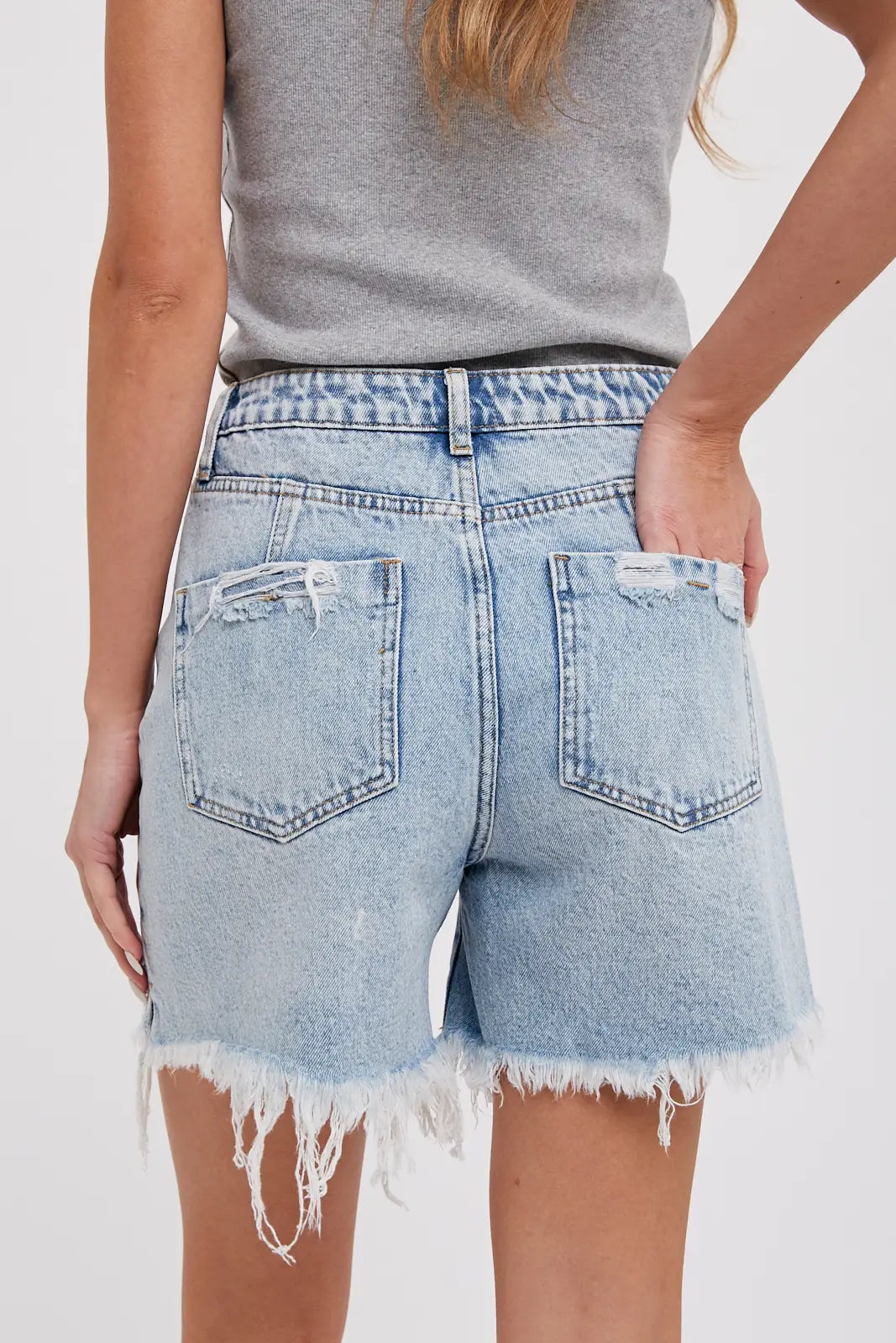 Distressed Mid-Length Shorts