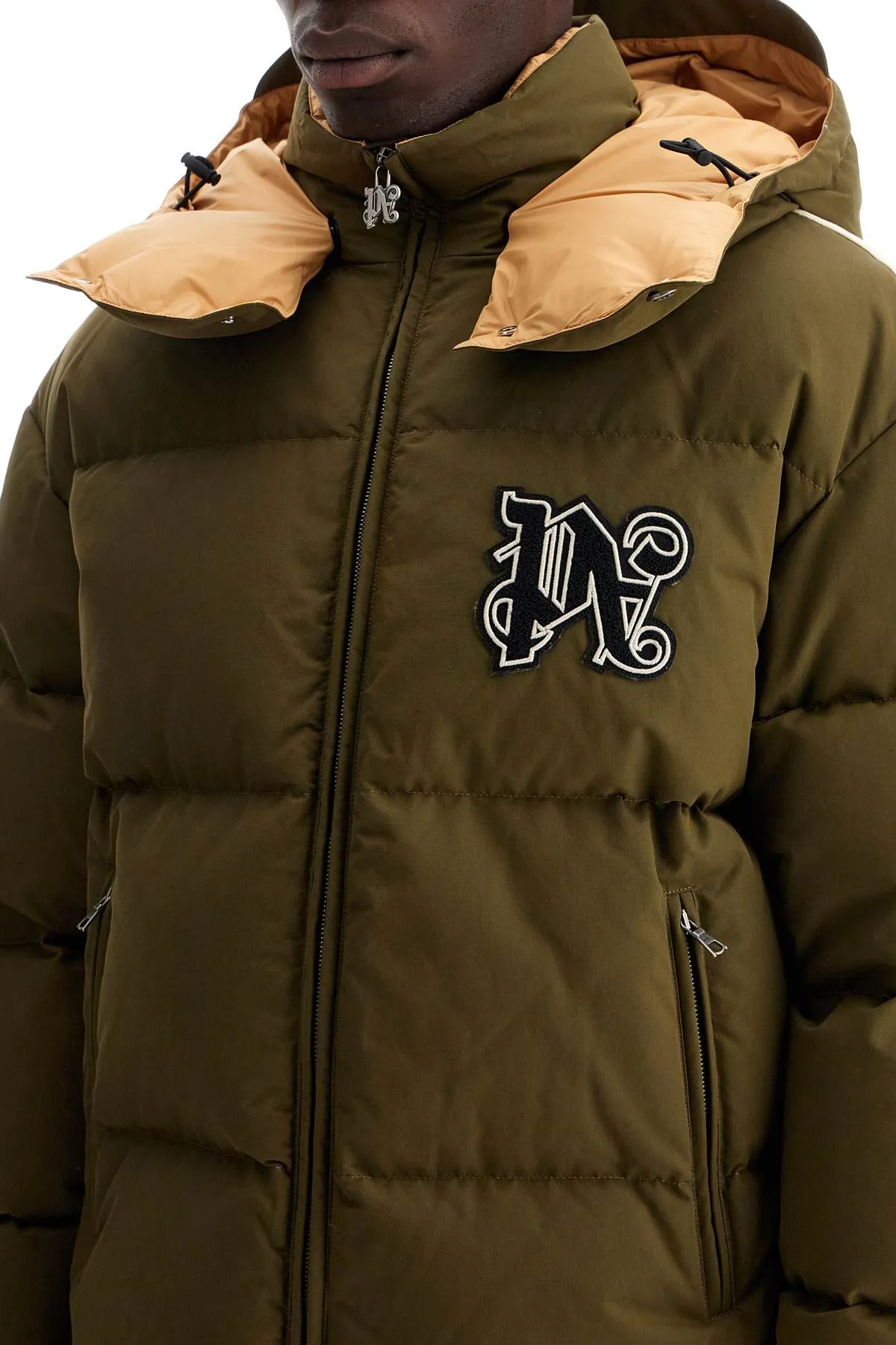 down jacket with logo patch PMED028F24FAB002 MILITARY BLACK