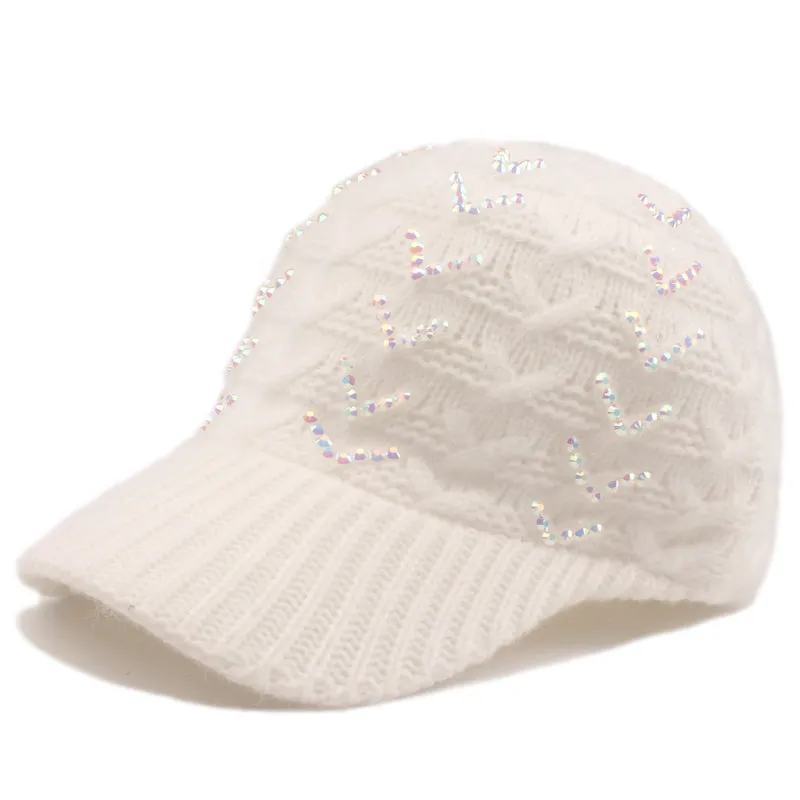 Elsa Winter Baseball Hat with AB Crystals in White