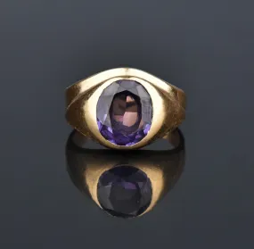 Fine Art Deco Color Change Sapphire Signet Ring, Sz 8.25