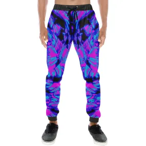 Fluorescent 80s Blacklight All Over Print Light-Weight Men's Jogger Sweatpants (Non Fleece Lined)