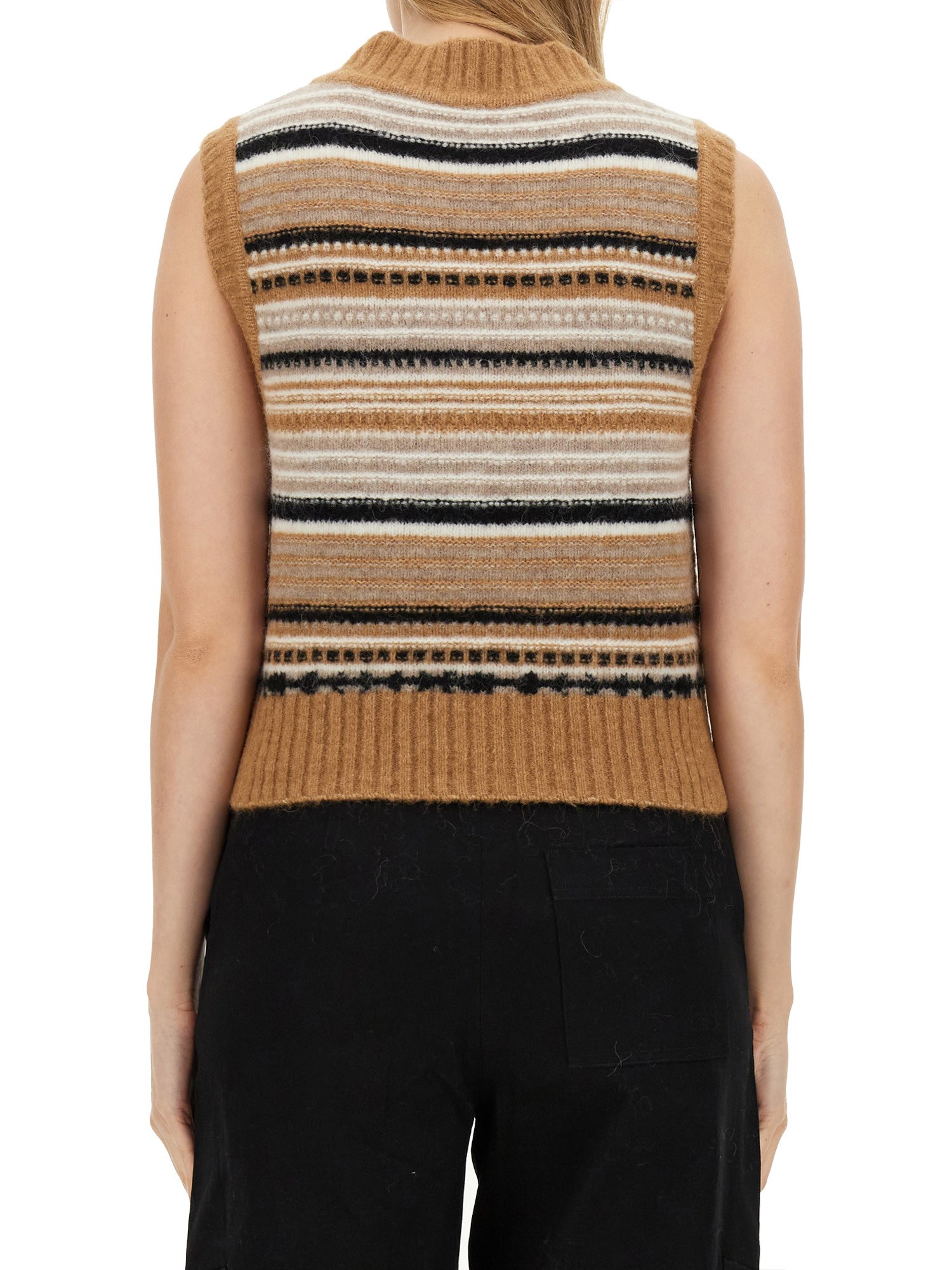 GANNI    V-NECK WOOL VEST