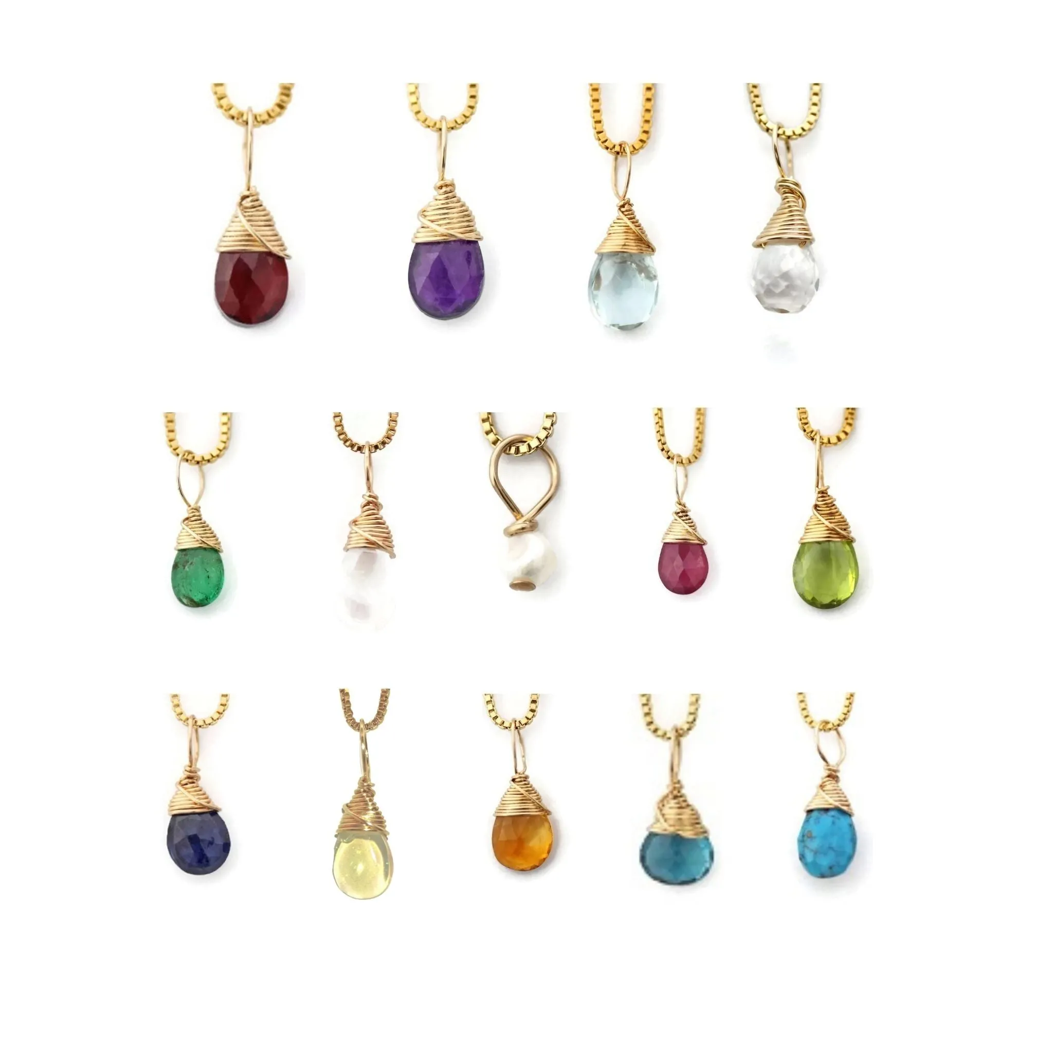 Genuine Birthstone Necklaces in Gold Filled