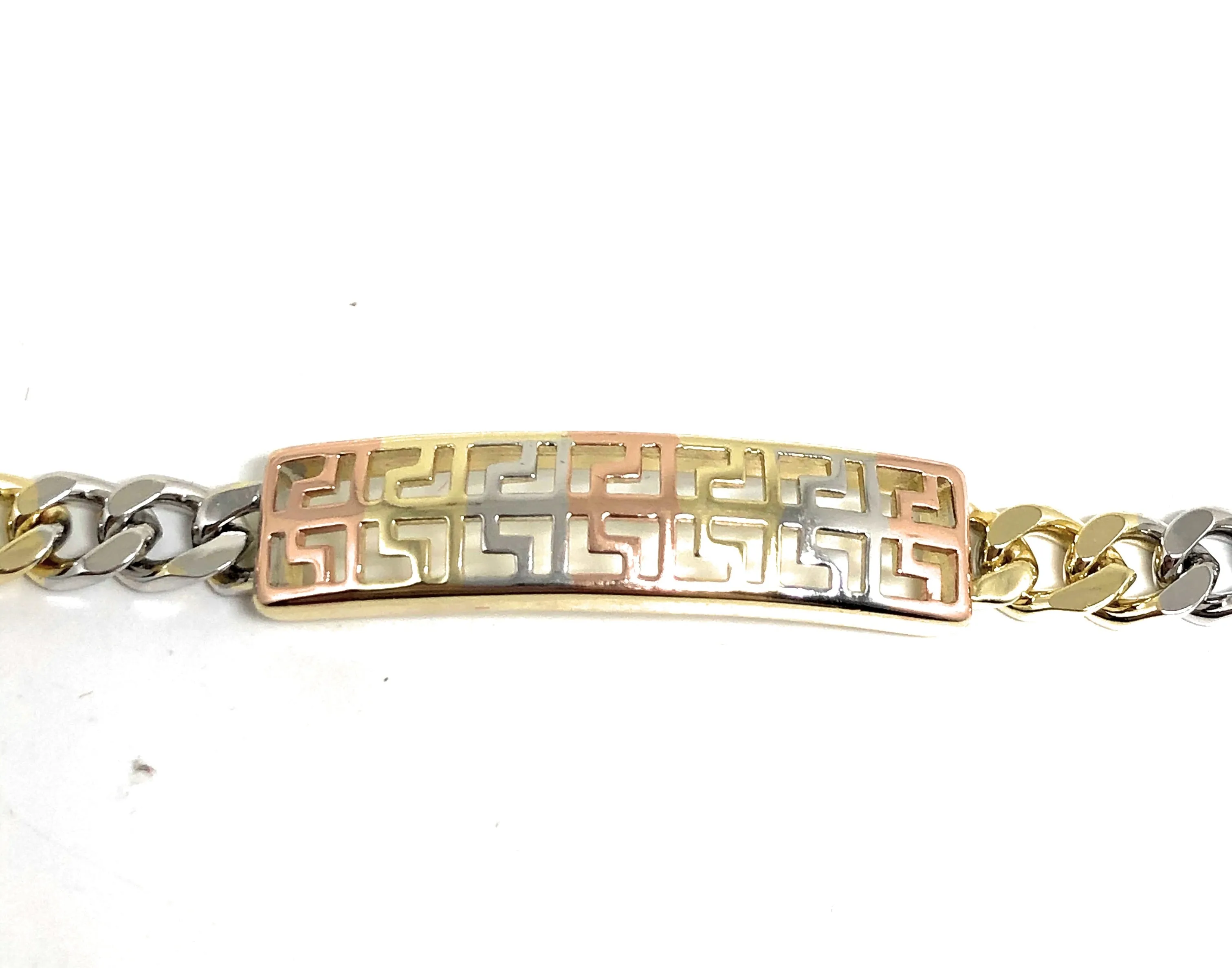 Gold Plated Tri-Color Miami Cuban Link Bracelet 7” 5mm Width Esclava