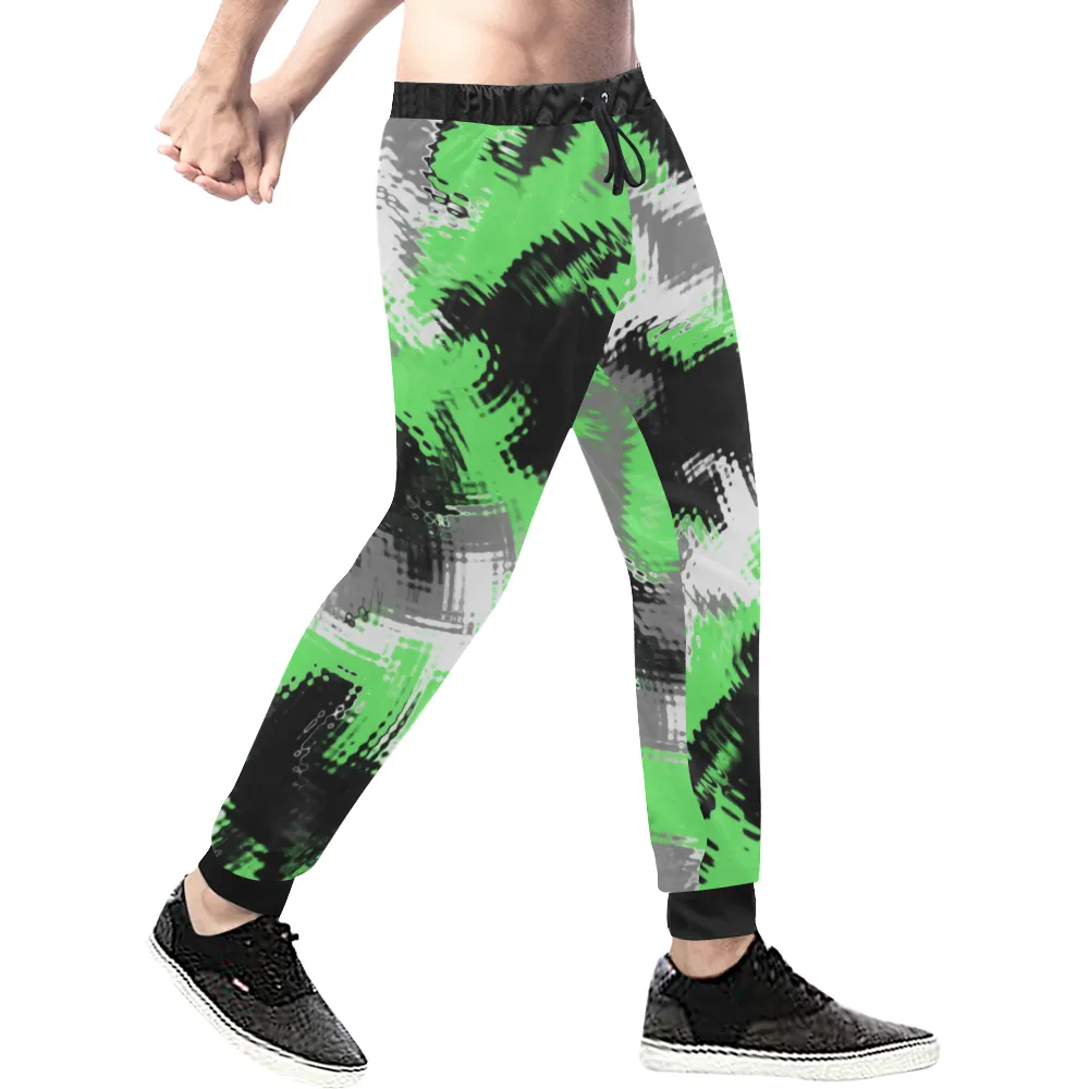 Green Rave Abstract All Over Print Light-Weight Men's Jogger Sweatpants (Non Fleece Lined)