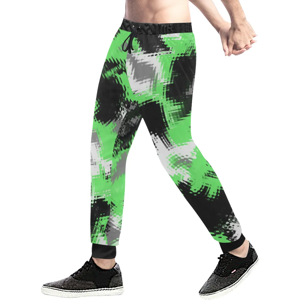 Green Rave Abstract All Over Print Light-Weight Men's Jogger Sweatpants (Non Fleece Lined)