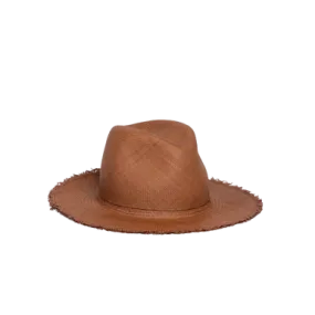 Hat Attack Fringed Panama Continental Hat, Chocolate