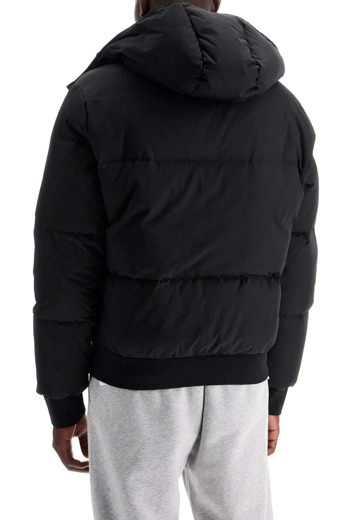 high-neck down jacket with hood A0626 7017 MULTI BLACK