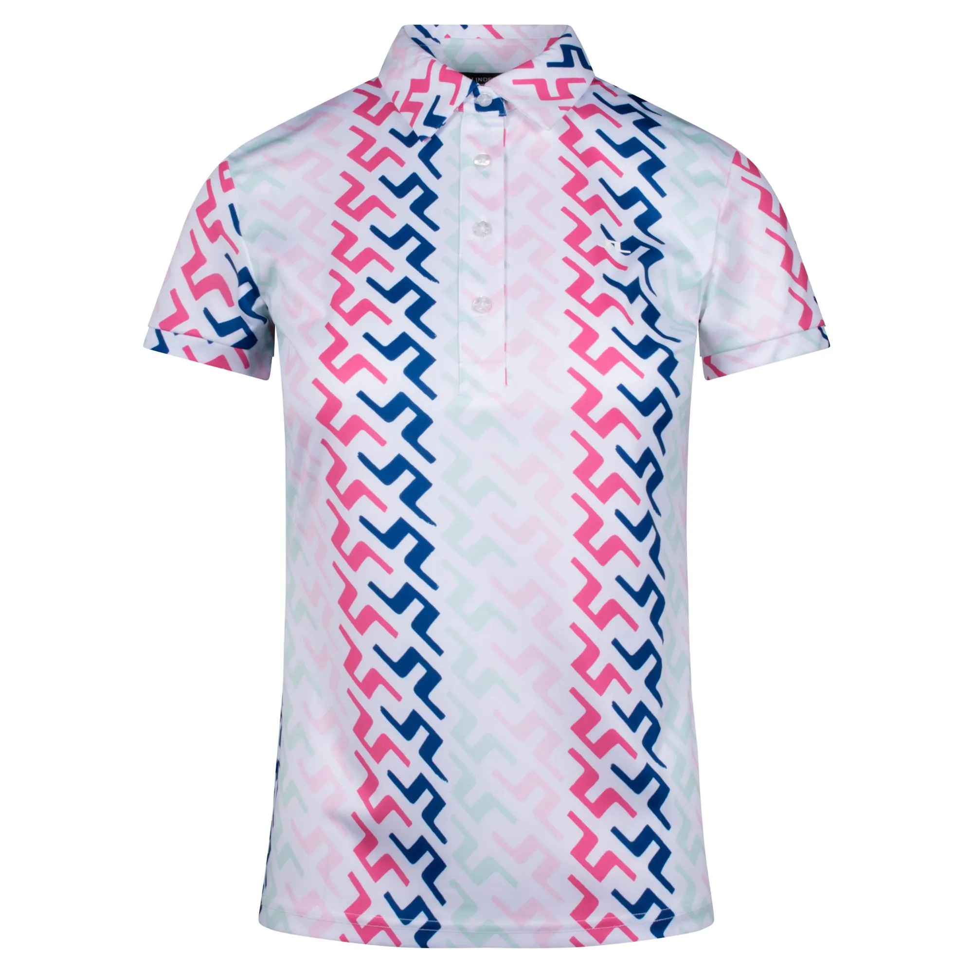 J Lindeberg Hailey Print Ladies Golf Polo Pink Painted Bridge