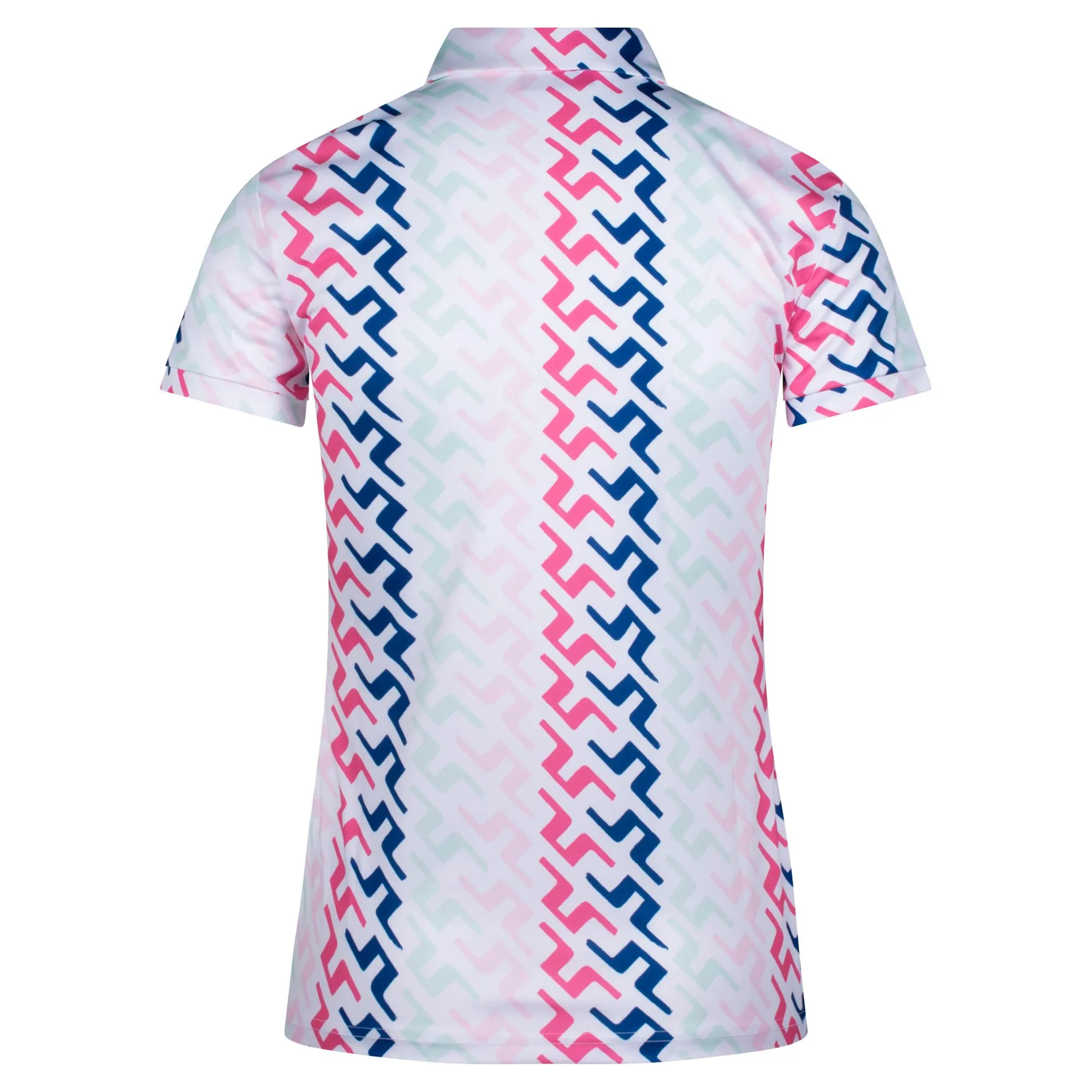 J Lindeberg Hailey Print Ladies Golf Polo Pink Painted Bridge