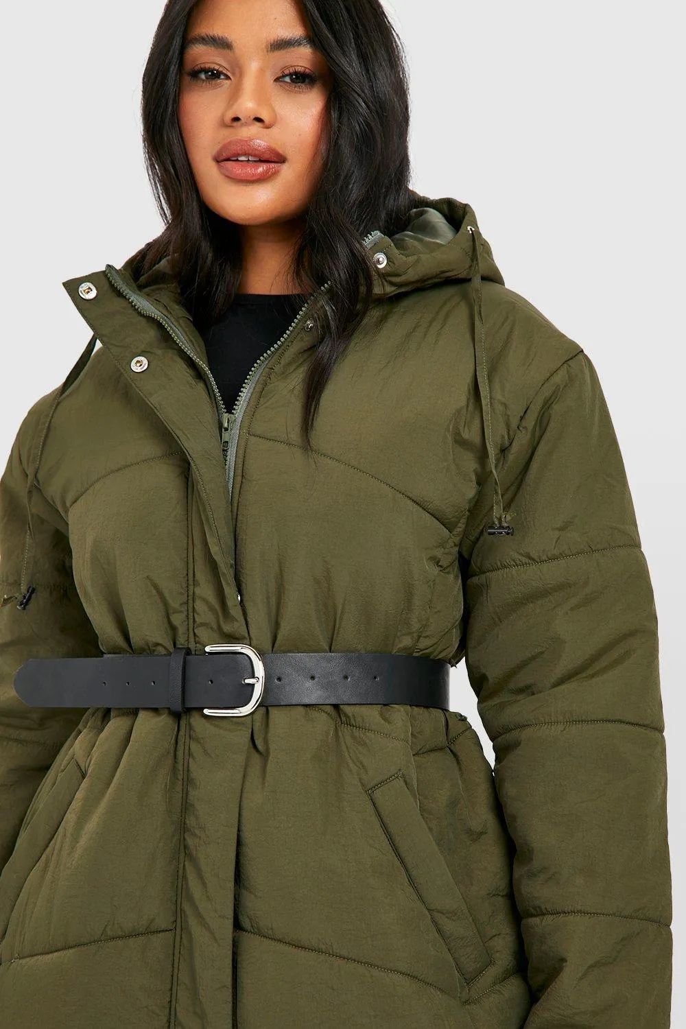 Jackets & Coats | Belted Quilted Puffer Jacket | boohoo