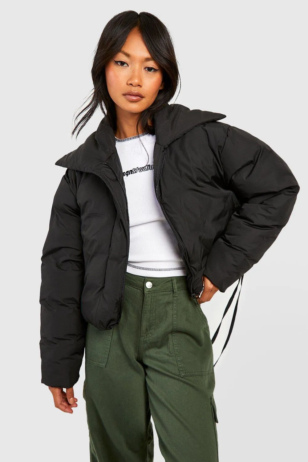 Jackets & Coats | Collar Detail Puffer Jacket | boohoo