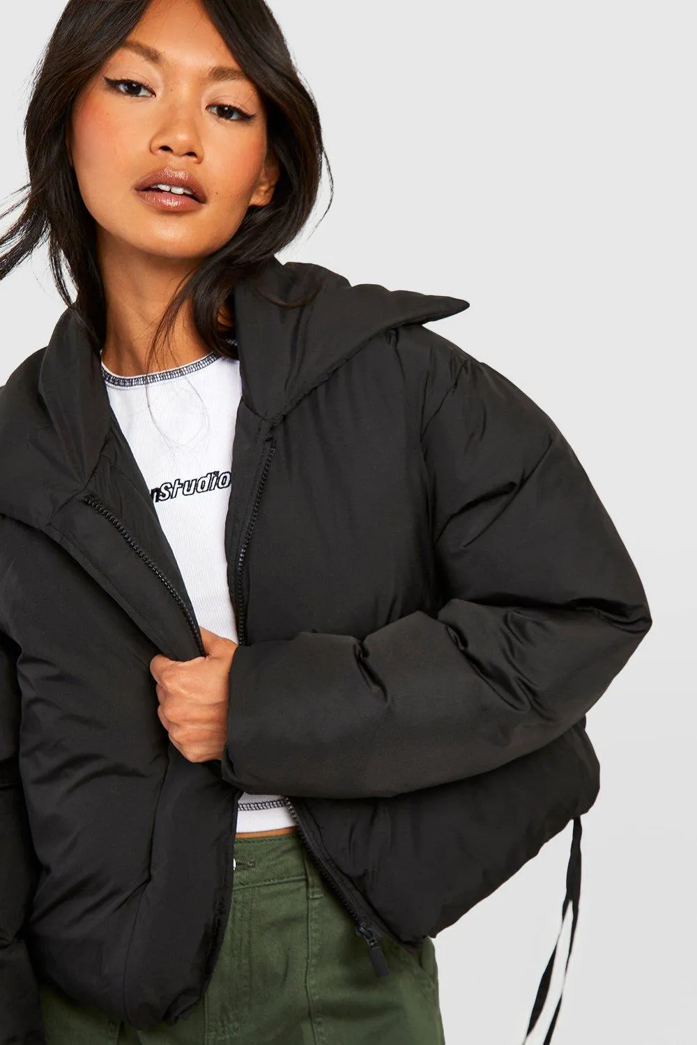 Jackets & Coats | Collar Detail Puffer Jacket | boohoo