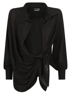 Jacquemus Deep Neckline Knot Detail Blouse