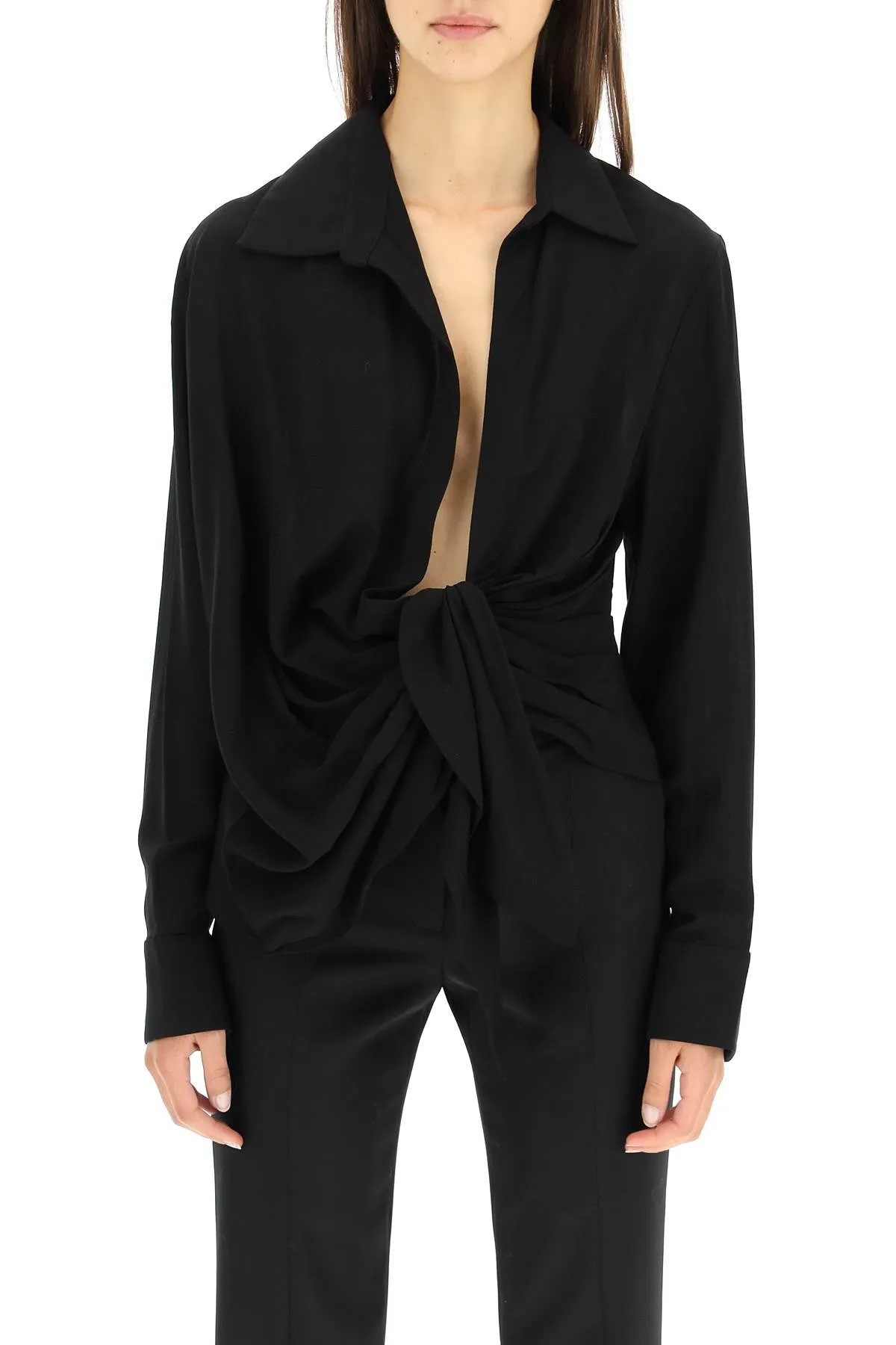 Jacquemus Deep Neckline Knot Detail Blouse