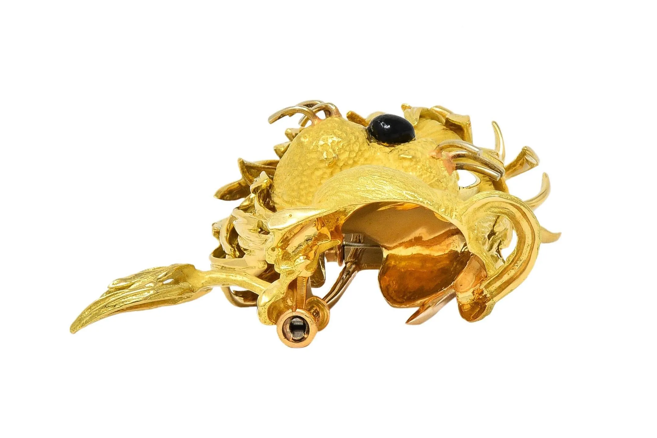 Jean & Pierre Bellin French 1960's Enamel 18 Karat Yellow Gold Vintage Disheveled Lion Brooch