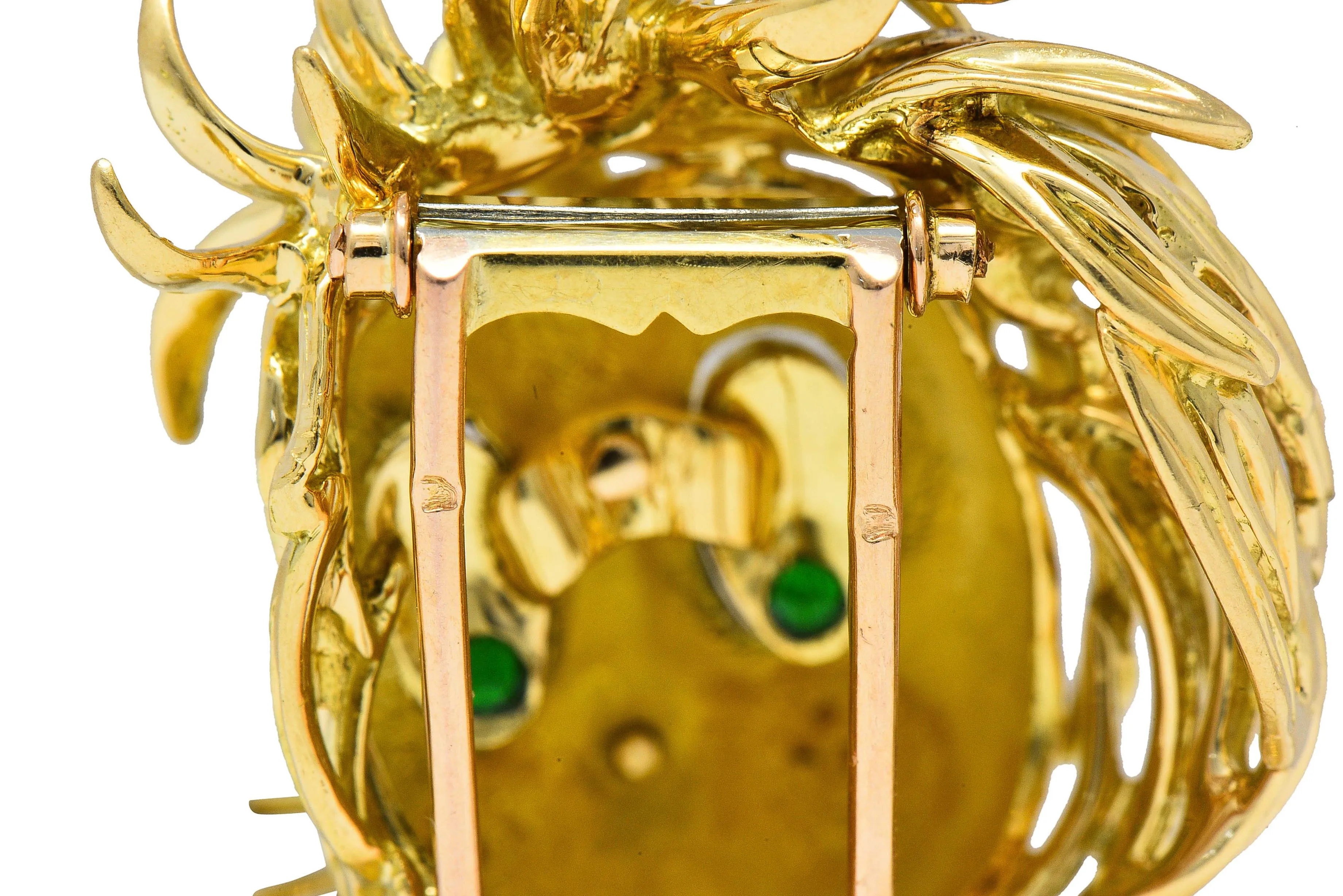 Jean & Pierre Bellin French 1960's Enamel 18 Karat Yellow Gold Vintage Disheveled Lion Brooch