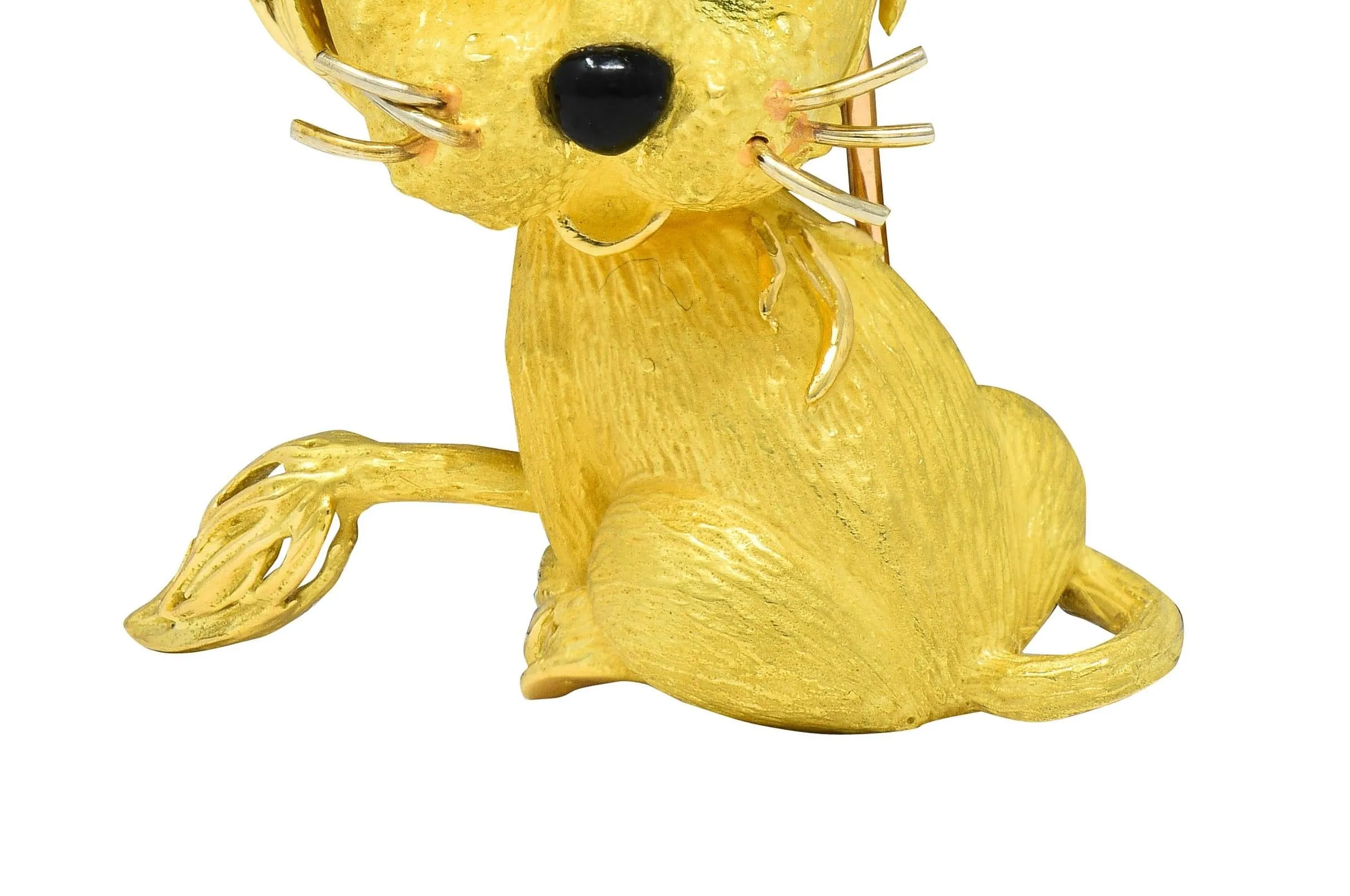 Jean & Pierre Bellin French 1960's Enamel 18 Karat Yellow Gold Vintage Disheveled Lion Brooch