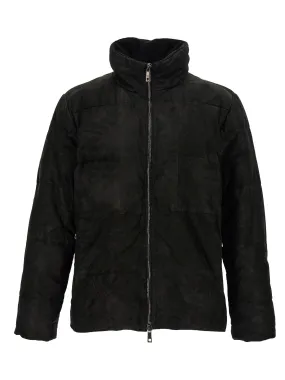 Leather Puffer Jacket Casual Jackets, Parka Black