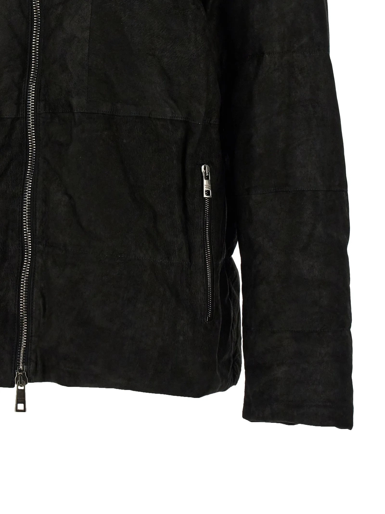 Leather Puffer Jacket Casual Jackets, Parka Black